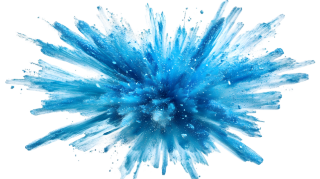Blue sand flying explosion, high-speed motion. transparent Background, clipping path  -  