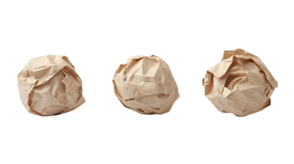 Crumpled paper balls set, isolated on a white background, clipping path  -  