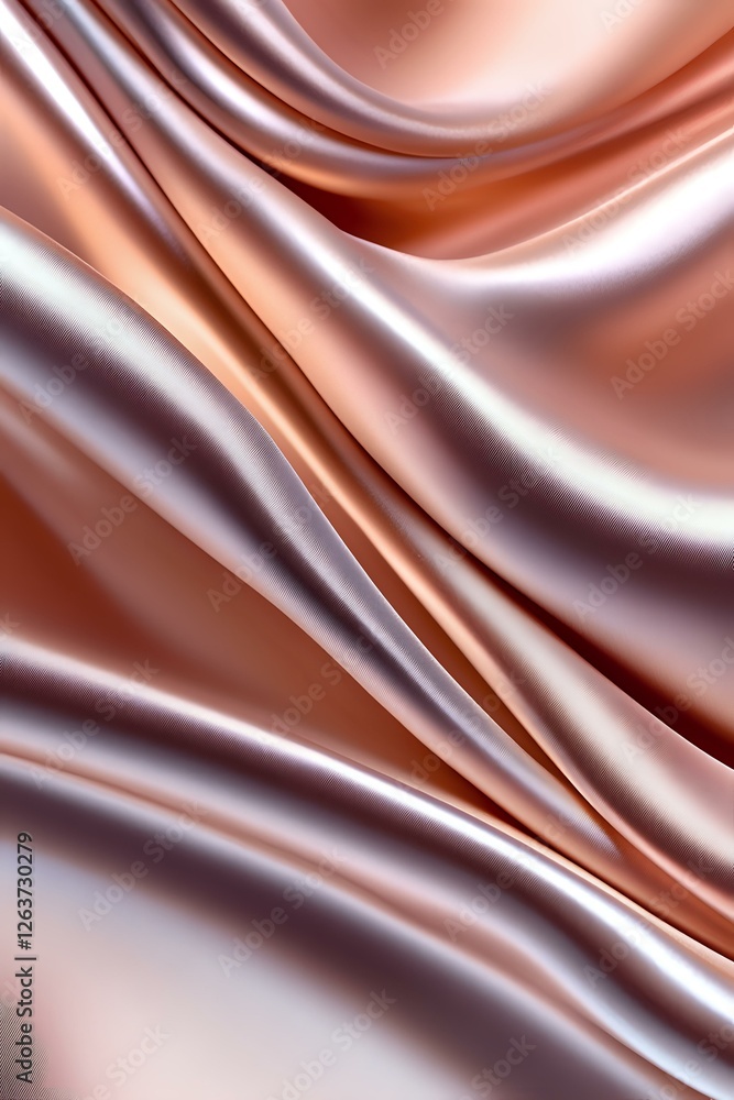 Poster luxurious rose gold silk fabric with smooth flowing waves and gentle folds creates elegant abstract 