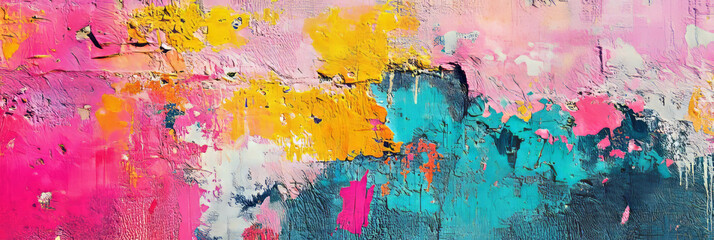 Vibrant grunge wall with faded paint and striking textures in urban setting