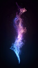 Mystical smoke spiral in blue and purple colors against dark background, glowing particles and light effects create ethereal flowing movement. For fantasy designs.
