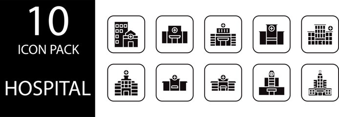 Hospital solid Editable Icons set