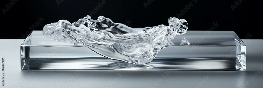 Aufkleber watery clear gel displaying fast flowing texture with high transparency and subtle ripples