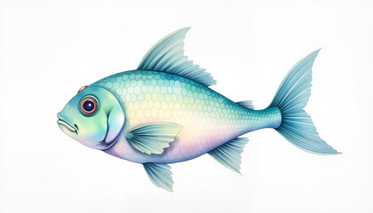 Luxury catnip fish toy illustration in pastel colors, playful elegance