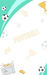 Set of colorful football themed notebook name stickers. Sport vector illustration of school supplies, print. Labels.