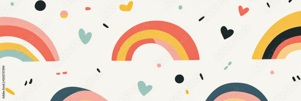 Aufkleber colorful tiny rainbows with gentle arcs create a fun and cheerful background design