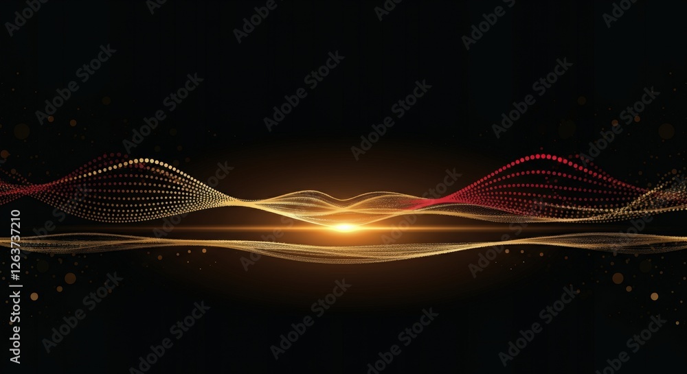 Poster abstract waves of golden and red light creating a dynamic visual effect
