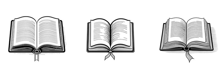 Obraz premium Open books with bookmark ribbons, symbolizing knowledge sharing, learning process against clean transparent backdrop