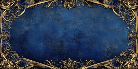 An ornate, intricately patterned frame against a deep blue backdrop, exuding elegance and dimensional depth through its detailed design. 