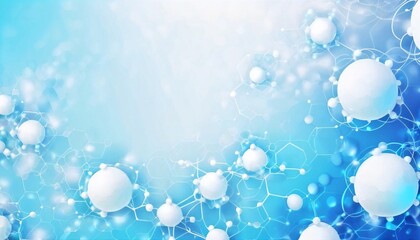 White and light blue medical abstract gradient background with molecules - web banner Generative. Science, technology and medical concept. AI
