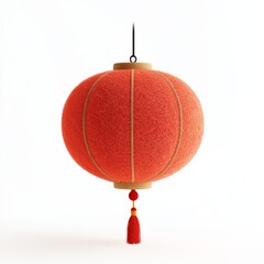 Obraz premium A Chinese lantern made of soft wool felt with delicate details in toy style on a clean white background