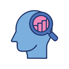 Psychiatry head with magnifying glass icon