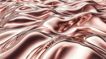 Dynamic 3d abstract drape background. Shiny glossy waves resembling curtain, deep folds texture with calming metallic iridescent effect. Beautiful silky, dark creases structure, beige, brown, hues