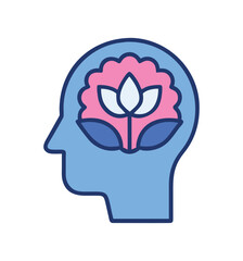 Psychiatry head with lotus flower inside