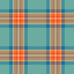 Vibrant teal, orange, and brown plaid pattern.  Perfect for textile design, fashion, and website backgrounds.