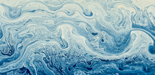 Close-up Of Soap Bubble - Abstract Ocean Wave Art Background