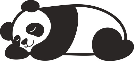 Panda bear silhouette Logo design vector template. Funny Lazy Logo Panda animal Logotype concept icon, PNG