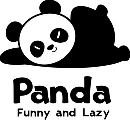 Panda bear silhouette Logo design vector template. Funny Lazy Logo Panda animal Logotype concept icon, PNG