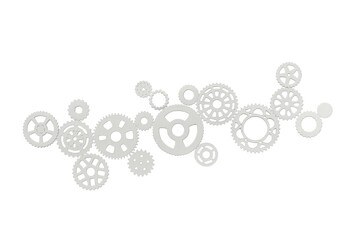 Grey paper gears on white background