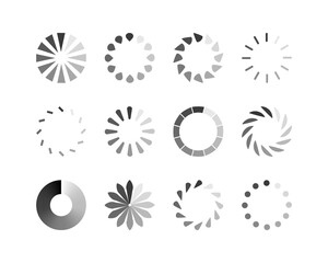 Collection Loading bar status icon. Vector illustration. Set of vector loaded icons. Download progress. Donload or Upload.