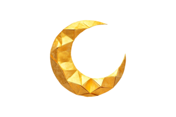 Golden Origami Crescent Moon Elegant and Serene Art