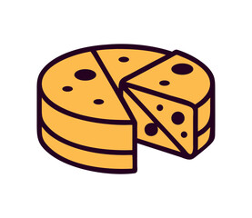 Italian cheese wheel with slices illustration