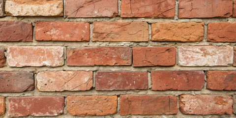 Obraz premium Vintage red brick texture with weathered edges, subtle cracks, and natural color variations