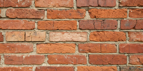 Obraz premium Vintage red brick texture with weathered edges, subtle cracks, and natural color variations
