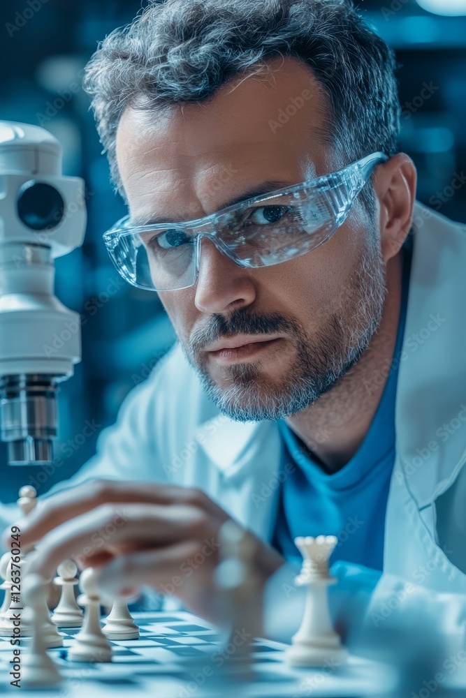 Aufkleber a professional japanese development engineer is in a high-tech modern research laboratory, performin