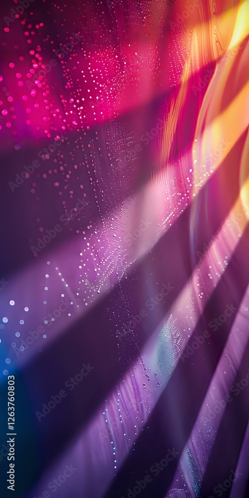 Poster abstract background with flowing light rays in purple, pink and orange gradient colors featuring spa