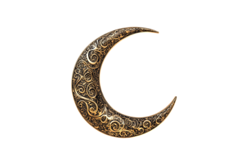 Ornate Golden Crescent Moon Exquisite Detail Intricate Design Elegant Symbol