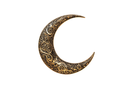 Ornate Golden Crescent Moon Exquisite Detail Intricate Design Elegant Symbol