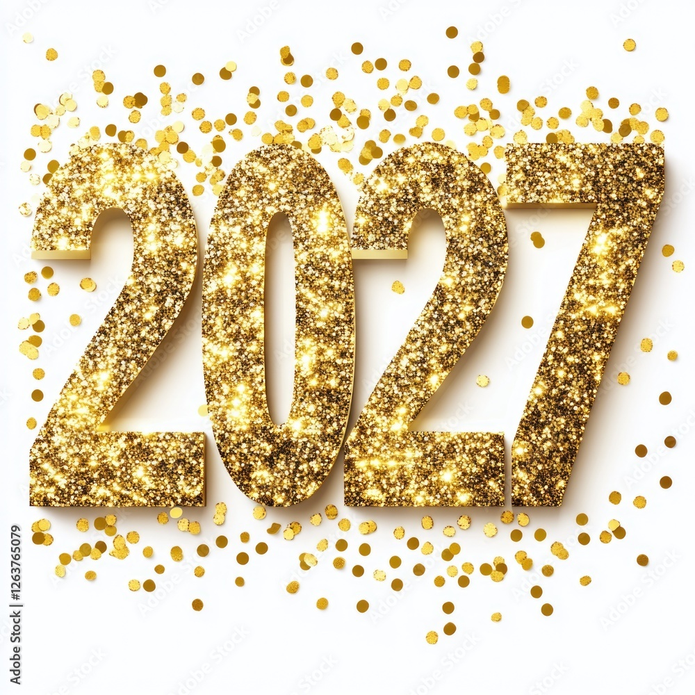 Wall mural New Year Celebration with Shiny Gold Glitter