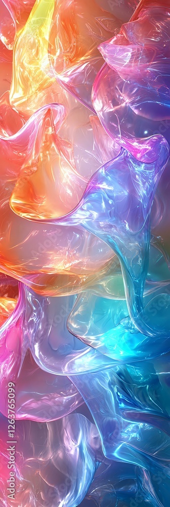 Aufkleber vibrant flowing abstract background with luminous orange, pink and blue colors creating ethereal smo