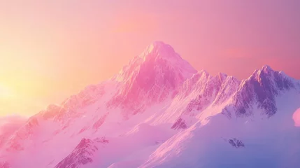 Fototapeten Majestic mountain landscape at sunrise showcasing vibrant colors and stunning peaks in a tranquil setting. Generative AI © Anat art