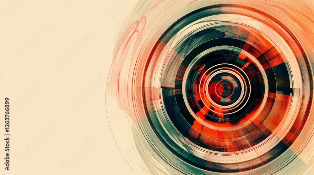 Aufkleber a dynamic, circular design featuring red and black tones with a surreal motion effect. this abstract