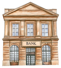 Fototapeta premium PNG Light-brown classic bank building architecture illustration architectural.