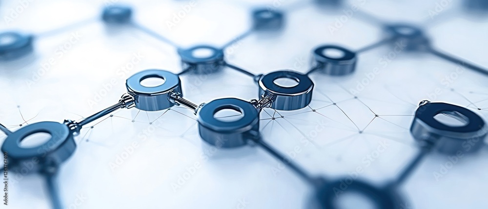 Poster abstract network connection: interconnected nodes in a digital landscape