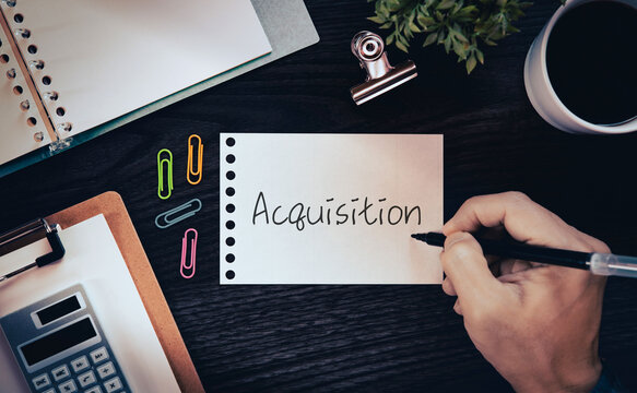 There is word card with the word Acquisition. It is as an eye-catching image.