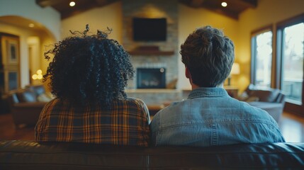 Cozy Couple Enjoying Quality Time Together in Warm Living Room
