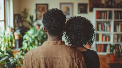 Cozy Indoor Togetherness: Black Couple in Modern Living Space