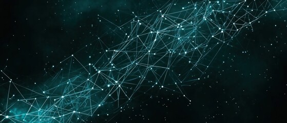 Abstract Network Visualization: Teal Constellation in Digital Space