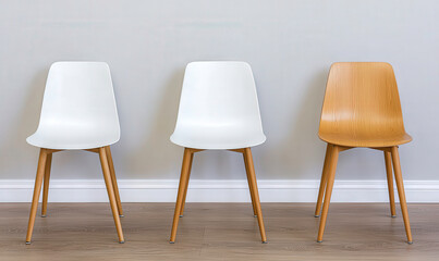 Modern Minimalist Chairs in Neutral Tones Displaying Stylish Furniture Arrangement in Contemporary Interior Minimalistic Design