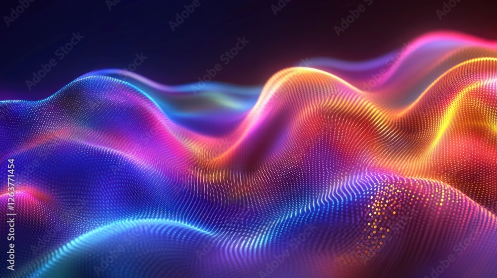 Poster abstract colorful waves of light and data visualization