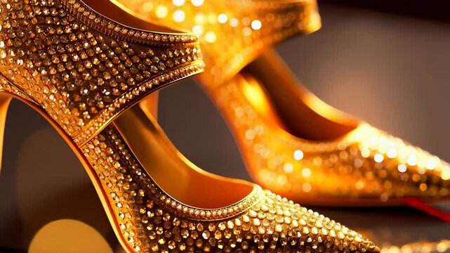Stunning Golden High Heels that Feature Sparkling and Beautiful Embellishments