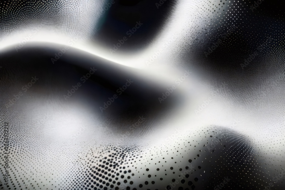 Poster abstract grayscale wave pattern with dots texture.
