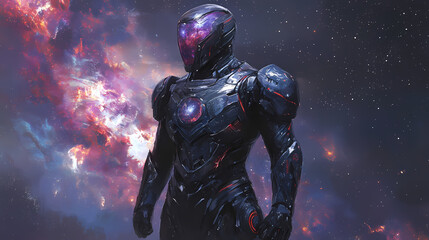 Fototapeta premium Armor of god. Nebula-Infused Armor. Illustration