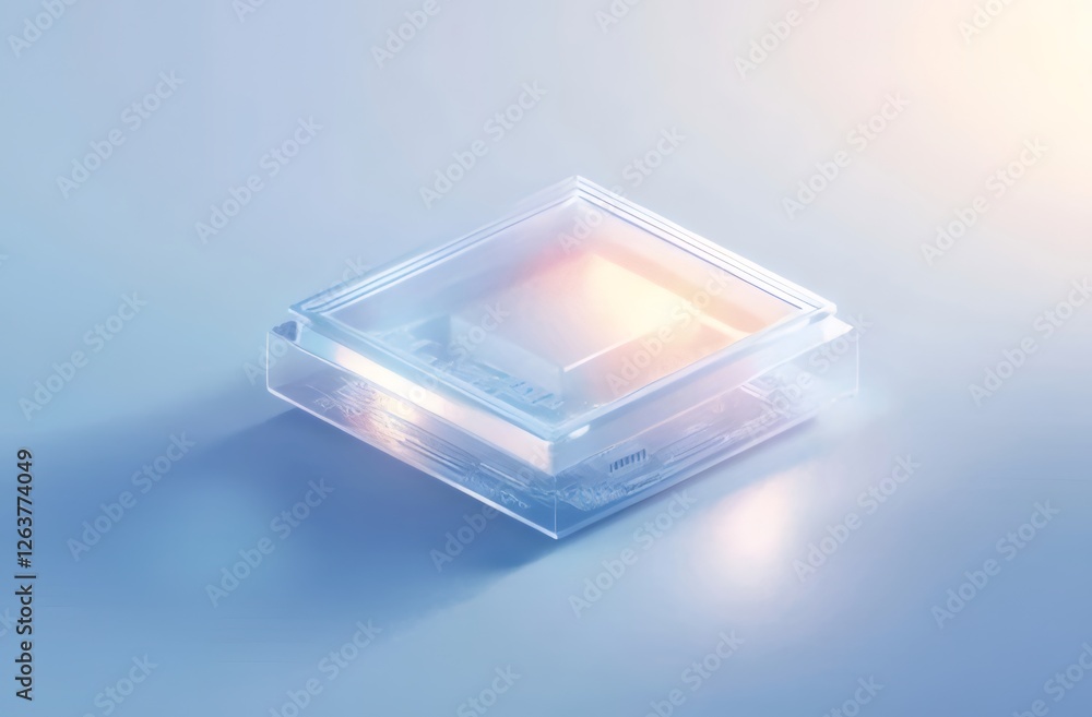 Aufkleber illuminated transparent cube showcasing internal circuitry.