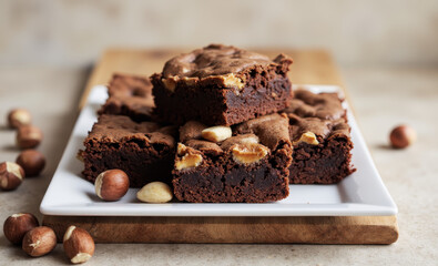 Nutella Swirl Brownies with Toasted Hazelnuts