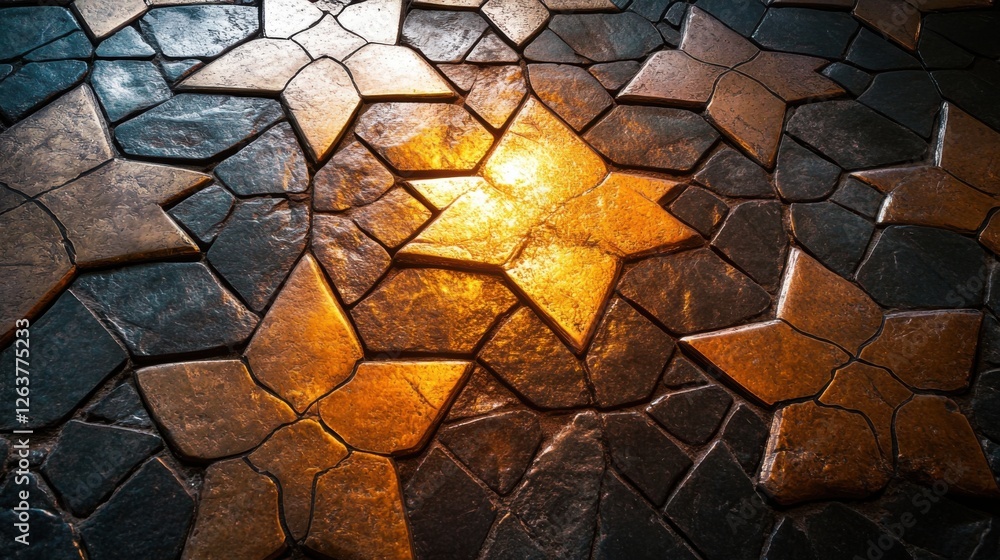 Poster decorative star pattern on stone floor with highlighted texture